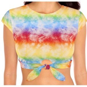 NWT Salt + Cove Rainbow Tie Dye Aja Bikini Top Size XXL